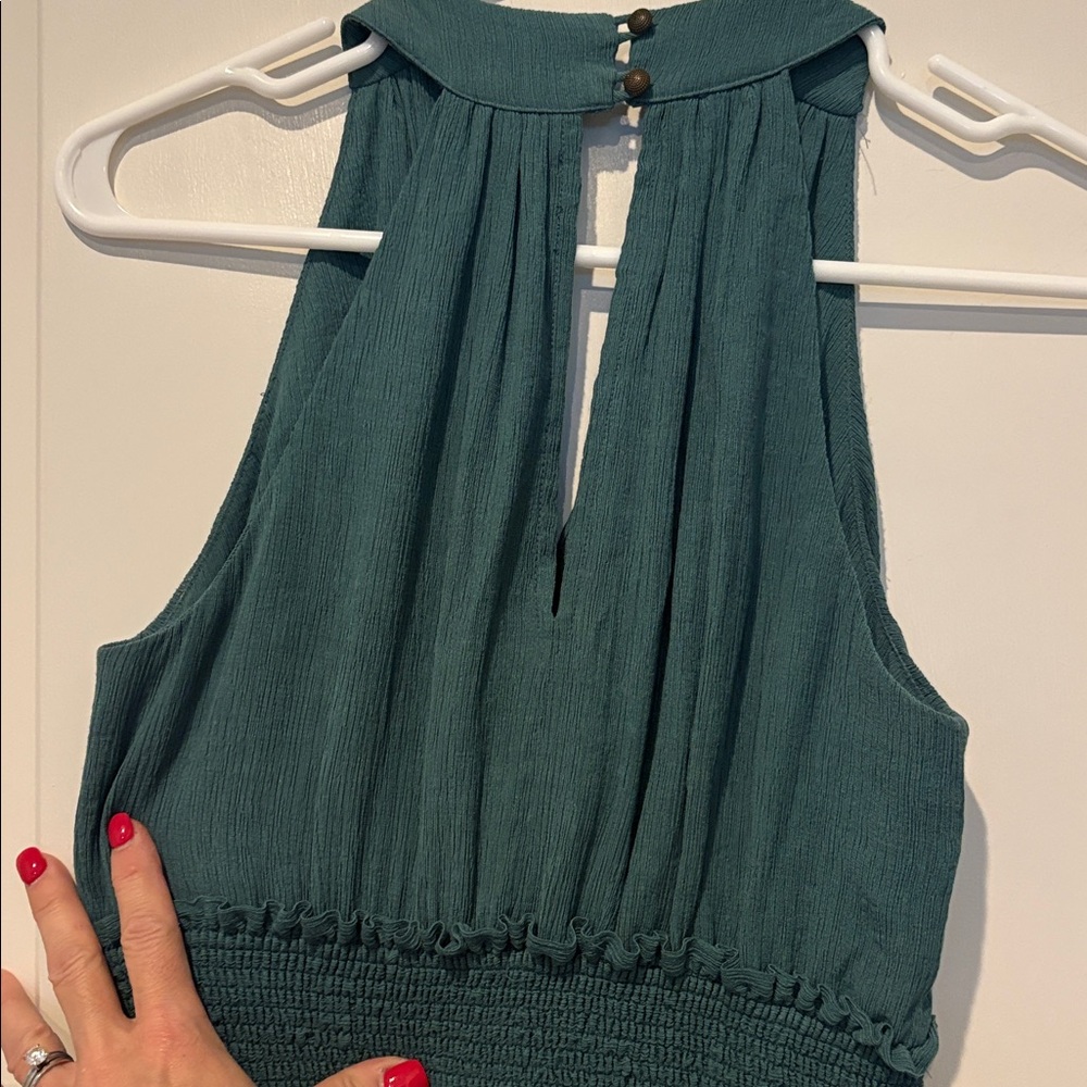 Last call. Anthropologie Teal jumpsuit- size S petite - Picture 6 of 6